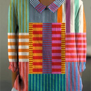 Vance - Geometric Striped Blouse