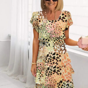 Nelya - Safari Print Layered Dress