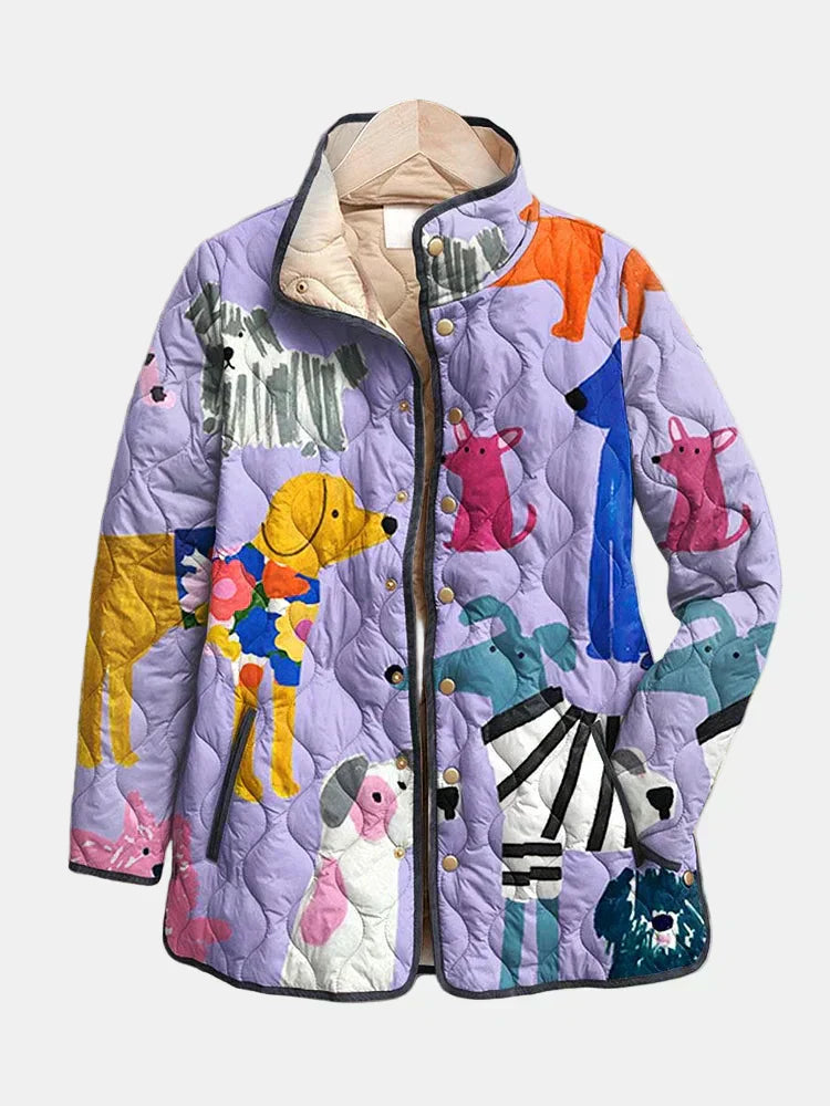 Rhea - Playful Pup Printed Jacket