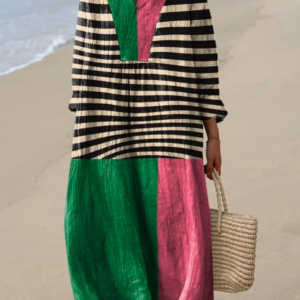 Ariane - Color-Block Stripe Dress