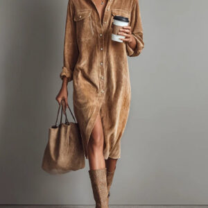 Thally - Loose-fitting corduroy midi dress