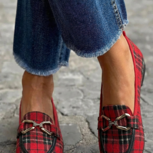 Rowan - Gilded Plaid Loafers