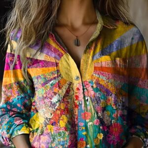 Risa - Boho Sunflare Printed Blouse